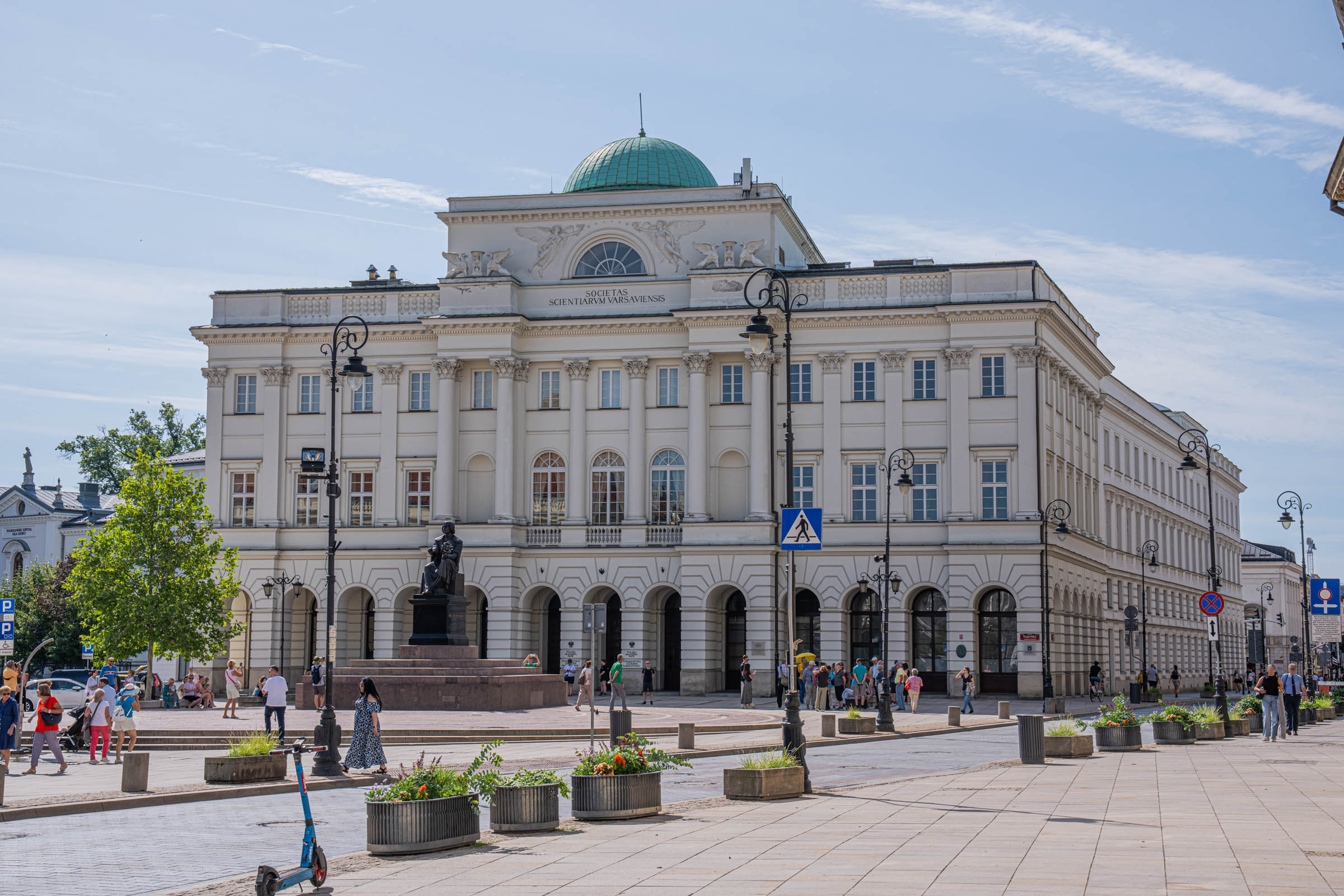 Staszic Palace in Warsaw, seat of the Polish Academy of Sciences, with its copper dome, Mr.M by Marko Tadić