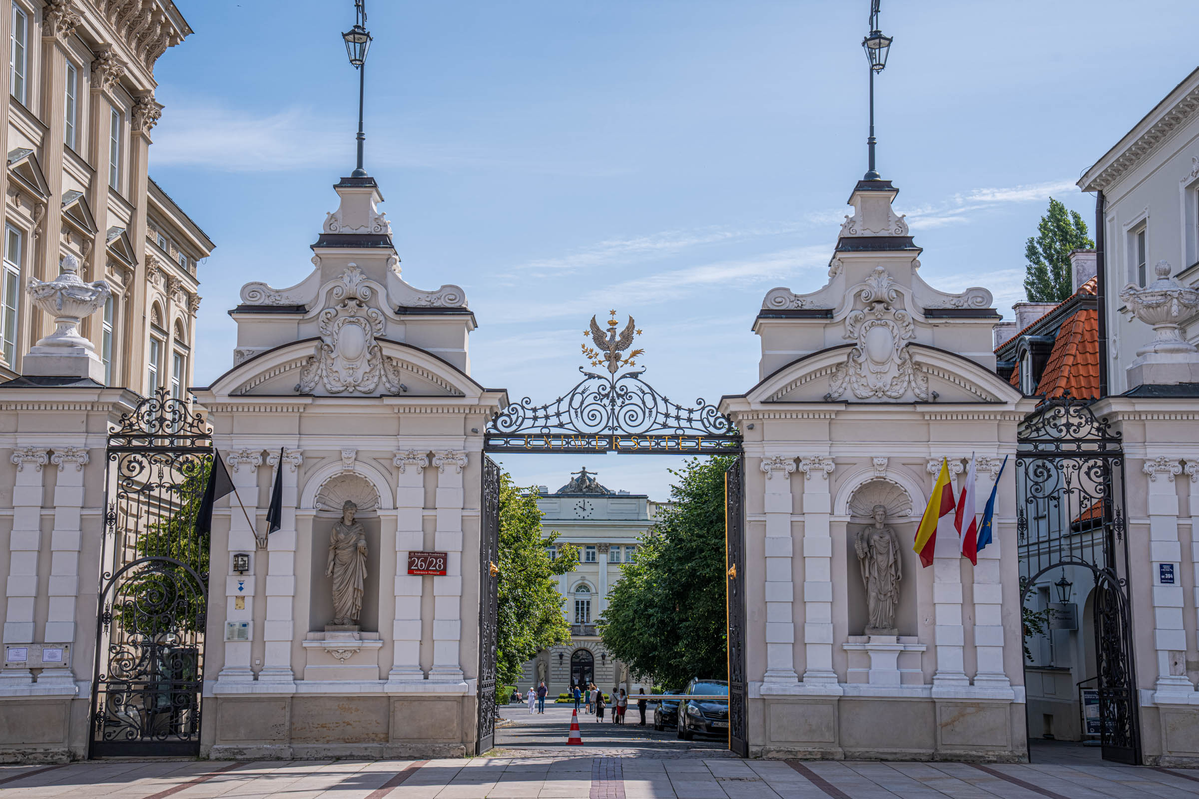 Main gate of the University of Warsaw with the gilded Polish eagle on ironwork, Mr.M by Marko Tadić